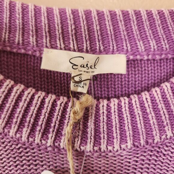 Easel Sweater Womens Small Orchid Mineral Washed Peasant Blousy Top - Picture 4 of 11